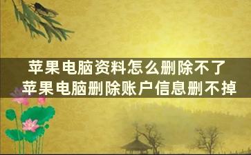 苹果电脑资料怎么删除不了 苹果电脑删除账户信息删不掉